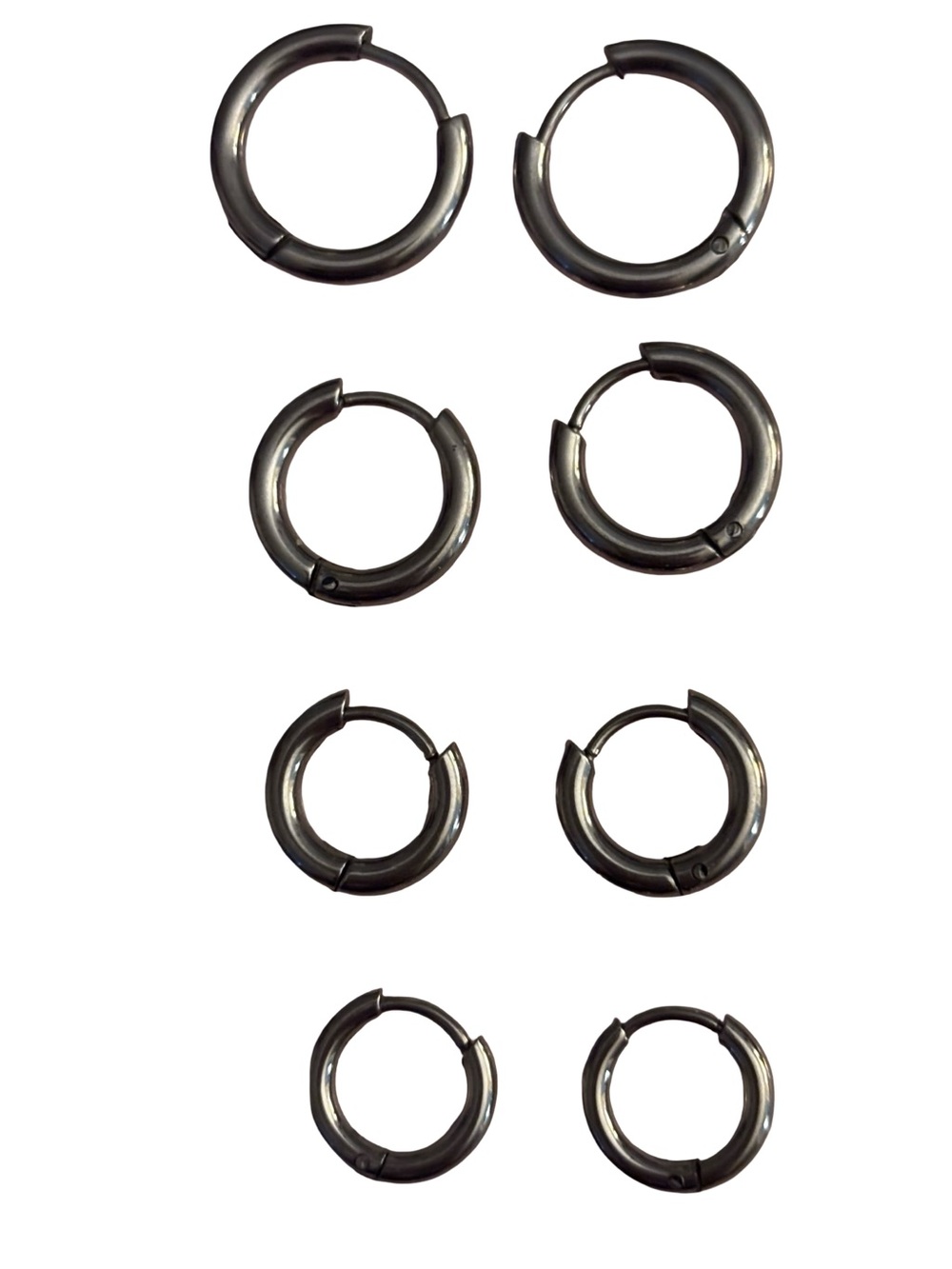 Silver Stainless Steel Hoop Earring Set - 4 Pairs